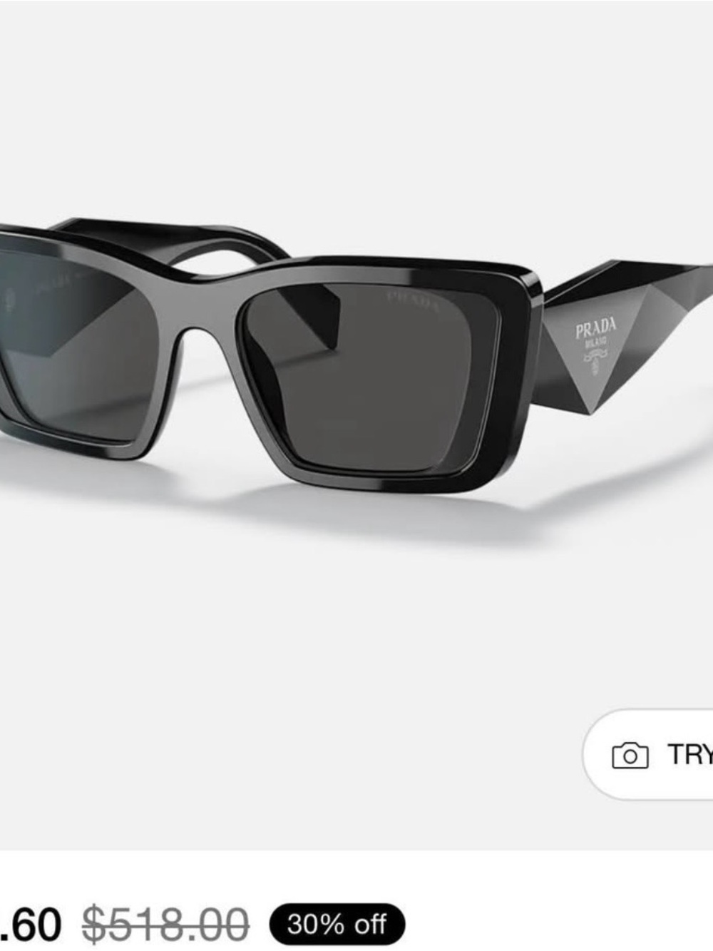 Prada Black Geometric Acetate Sunglasses